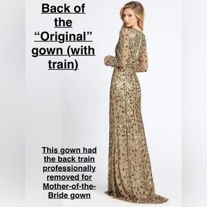 MAC DUGGAL Antique Gold, Sequin Beaded, Long Sleeve Gown, Style 5002, US 8, $150